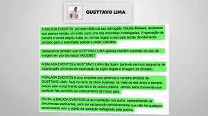 Defesa de Gusttavo Lima sobre reportagem do Fantstico 