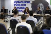 A ministra Esther Dweck (Gesto e Inovao em Servios Pblicos) durante coletiva para fazer um balano da aplicao do Concurso Nacional Unificado.